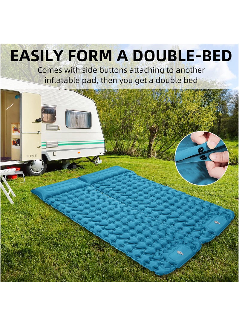 وسادة نوم للتخييم مع مضخة قدم مدمجة، مرتبة تخييم متينة مقاومة للماء، وسادة تخييم قابلة للنفخ، وسادة نوم مدمجة محمولة للتخييم، والسفر، والمشي لمسافات طويلة، وحقائب الظهر - Image 3