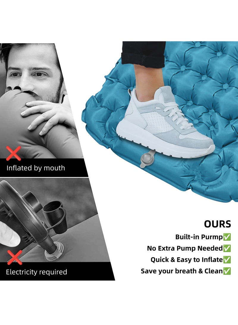 وسادة نوم للتخييم مع مضخة قدم مدمجة، مرتبة تخييم متينة مقاومة للماء، وسادة تخييم قابلة للنفخ، وسادة نوم مدمجة محمولة للتخييم، والسفر، والمشي لمسافات طويلة، وحقائب الظهر - Image 4