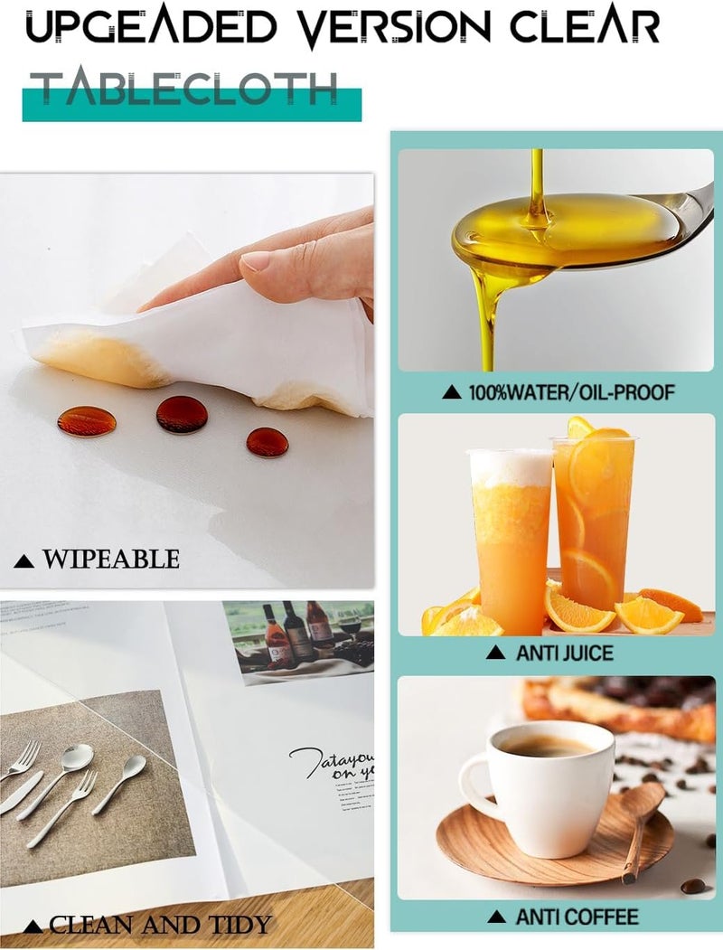 WingCanto 16X32 Inches Clear Office Desk Pad Mat Blotter Vinyl Table Cover Wood Furniture Screen Protection Plastic Tablecloths Coffee Table Protetcor Cover Mat Cabinet Kitchen Countertop Pad Crystal - Image 2