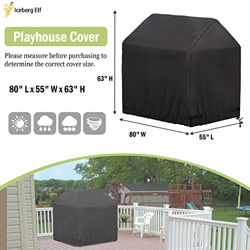 Iceberg Elf Large Outdoor playhouse covers waterproof 80 L x 55 W x 63 H Sun Protection dust 420D Heavy Duty Oxford FabricLarge playhouse coverBlack - Image 5