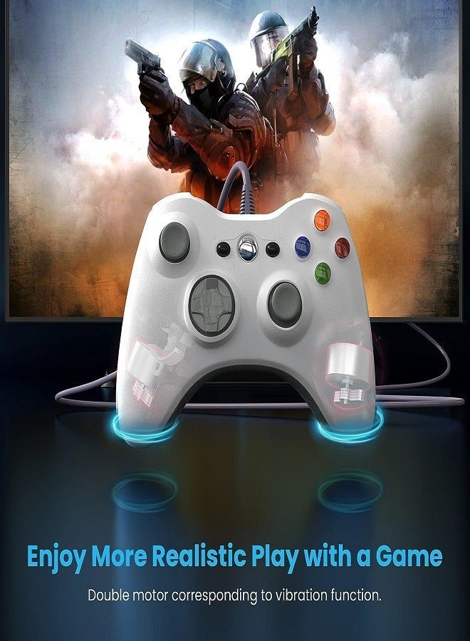 وحدة تحكم سلكية لـ Xbox 360، وحدة تحكم ألعاب لـ 360 مع Turbo مزدوج الاهتزاز متوافق مع Xbox 360/360 Slim وأجهزة الكمبيوتر التي تعمل بنظام Windows 7 و8 و10 و11 (أبيض) - Image 5