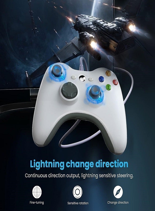 وحدة تحكم سلكية لـ Xbox 360، وحدة تحكم ألعاب لـ 360 مع Turbo مزدوج الاهتزاز متوافق مع Xbox 360/360 Slim وأجهزة الكمبيوتر التي تعمل بنظام Windows 7 و8 و10 و11 (أبيض) - Image 3