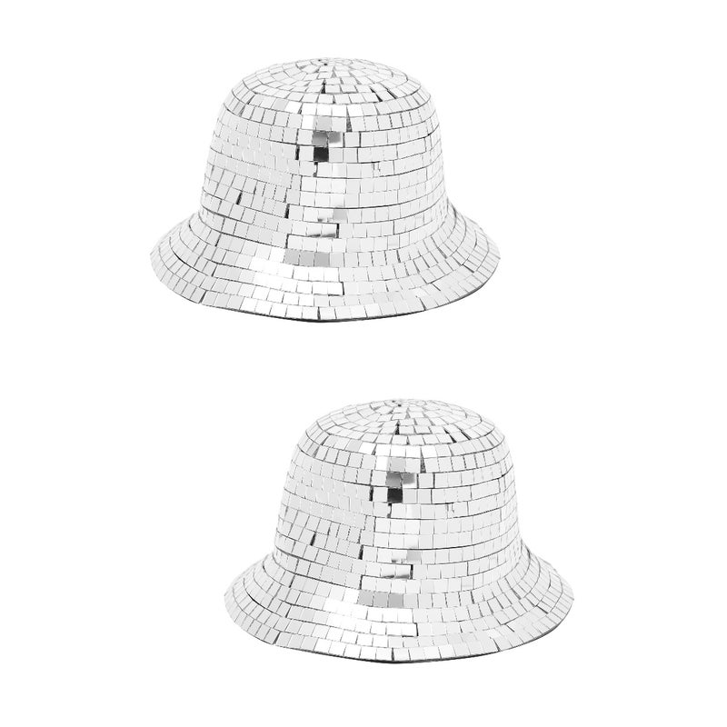 2pcs Hat Sparkly Cowgirl Hat Disco Hat Fashionable Disco Bucket Cap - Image 1