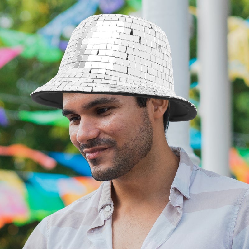 2pcs Hat Sparkly Cowgirl Hat Disco Hat Fashionable Disco Bucket Cap - Image 5