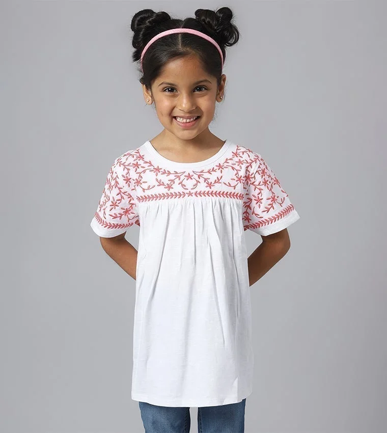 Embroidered Round-Neck T-Shirt