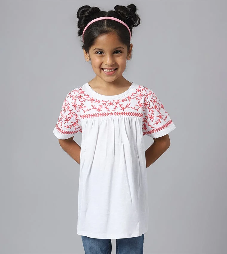 Embroidered Round-Neck T-Shirt