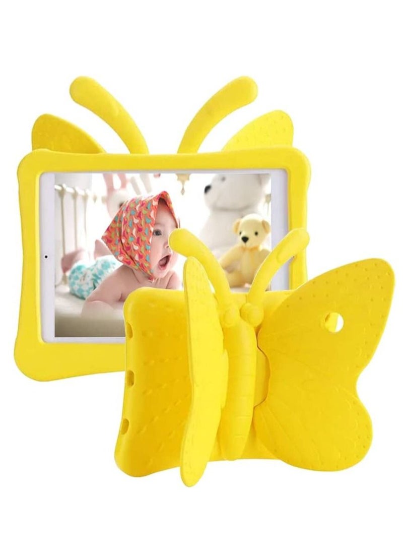 iPad 6th Generation Case for Kids, iPad 9.7 Case, Light Weight Shockproof EVA Foam Protective Tablet Stand Cover Holder for Apple iPad Air/ Air 2 iPad 9.7 2017/ 2018 - Cute Butterfly, Yellow - Image 1