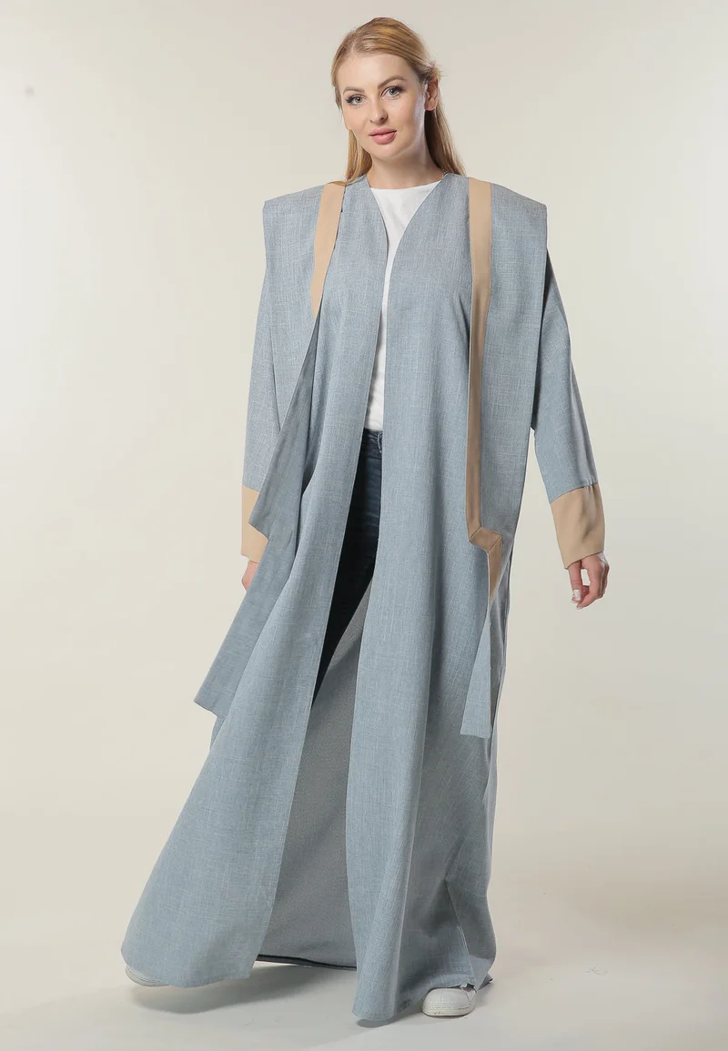 Moistreet Colorblock Open Front Abaya