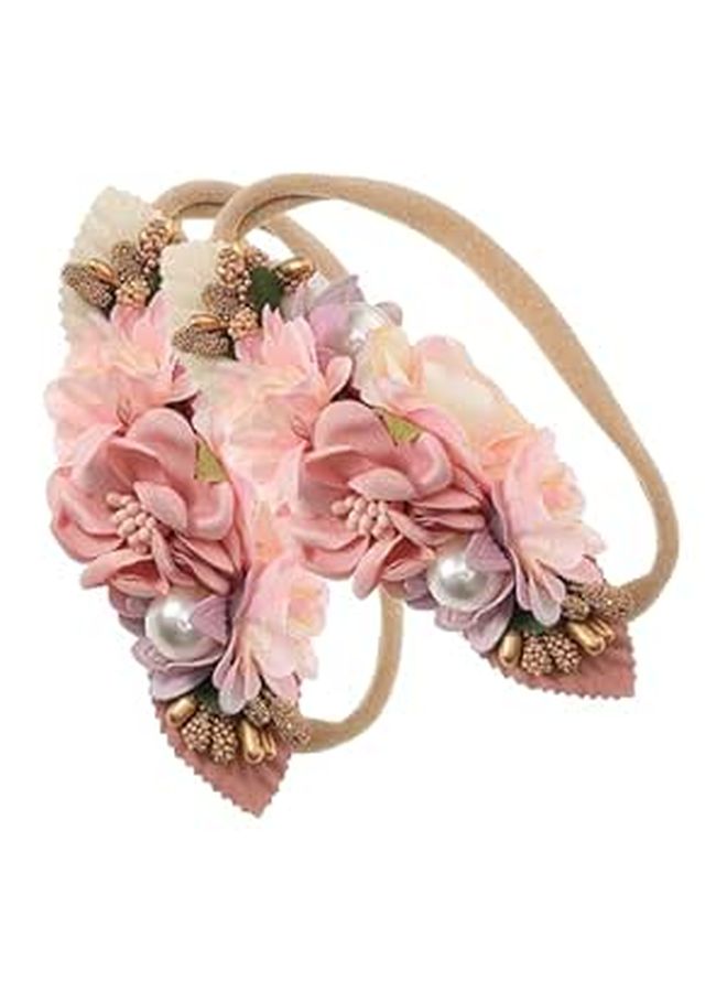 2pcs Stretchy Floral Headbands for Newborns and Infants Soft Hair Accessories - Image 1