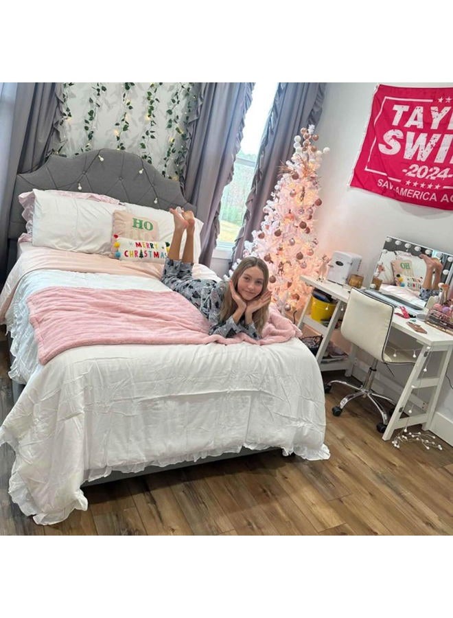 Faincy White Ruffle Duvet Cover Queen Size, Ruffled Soft Microfiber Comforter Covers Set with Zipper - 3PC 90X90 Lightweight, Farmhouse Bedding Vintage Shabby Chic Rustic Bedroom Style for Women Men - Image 2