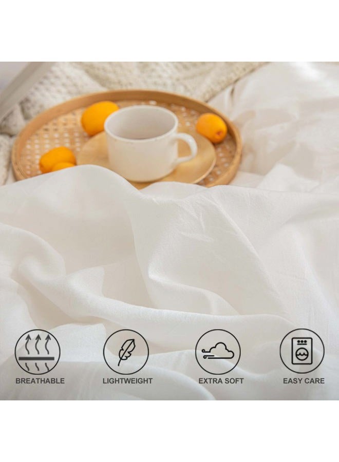 Faincy White Ruffle Duvet Cover Queen Size, Ruffled Soft Microfiber Comforter Covers Set with Zipper - 3PC 90X90 Lightweight, Farmhouse Bedding Vintage Shabby Chic Rustic Bedroom Style for Women Men - Image 4
