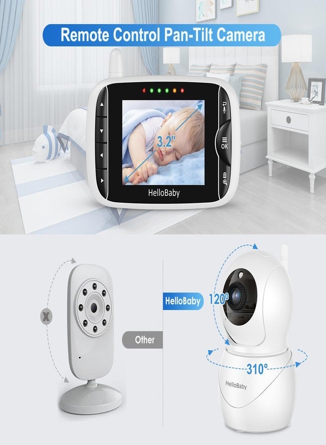HelloBaby Monitor with Camera and Audio, IPS Screen LCD Display Video Baby Monitor No WiFi Infrared Night Vision, Temprature Screen Lullaby, Two Way Audio and VOX Mode (HB66pro) - Image 2