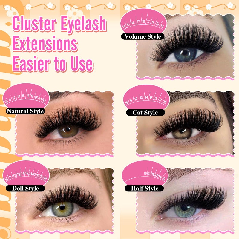 calphdiar Lashes Clusters 60D+80D Thick Eyelash Clusters 480PCS Wispy Lash Clusters Eyelash Extensions Fluff D-curly Individual Lashes 10-18mm DIY Volume Lash Extension at Home - Image 3