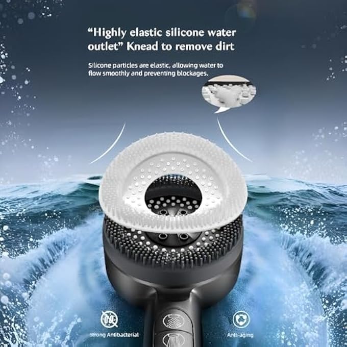 رأس دش سترايلين عالي الضغط مع فلتر 4 أوضاع رذاذ مع مفتاح تشغيل/إيقاف وسادة تدليك سيليكون كروم - Image 4
