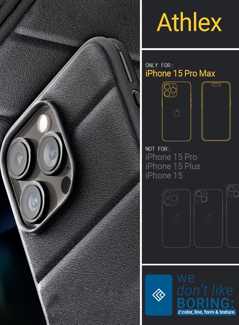 Caseology غطاء حماية Athlex لجهاز iPhone 15 Pro Max بدرجة عسكرية مع قبضة مدمجة - أسود نشط - Image 2