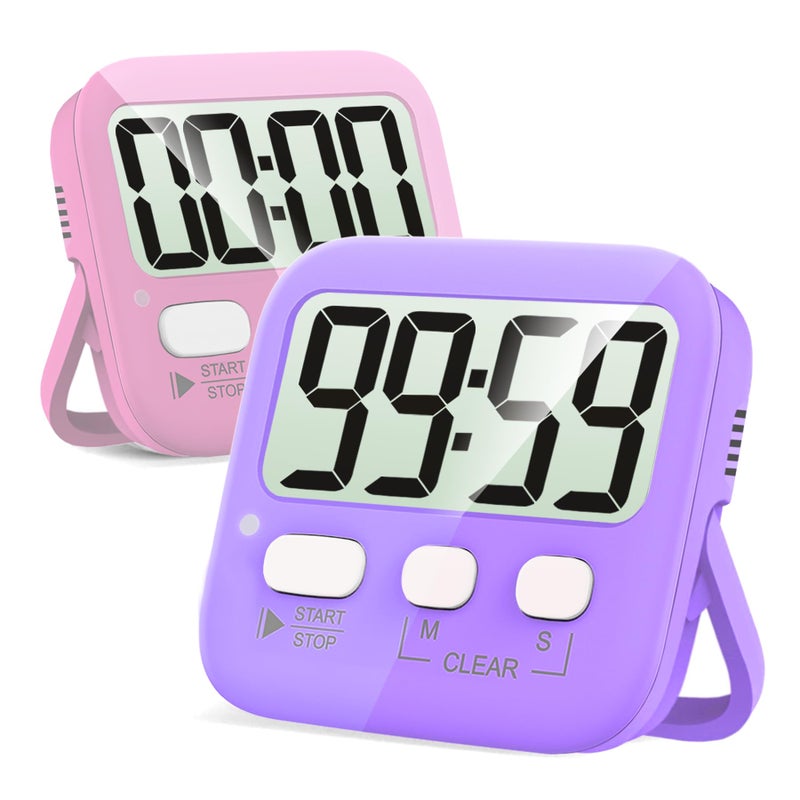 Antonki 2 Pack Digital Timer for Kids Magnetic Countdown Kitchen Timers for Cooking Egg Classroom Teacher Exercise Study Oven Battery Included