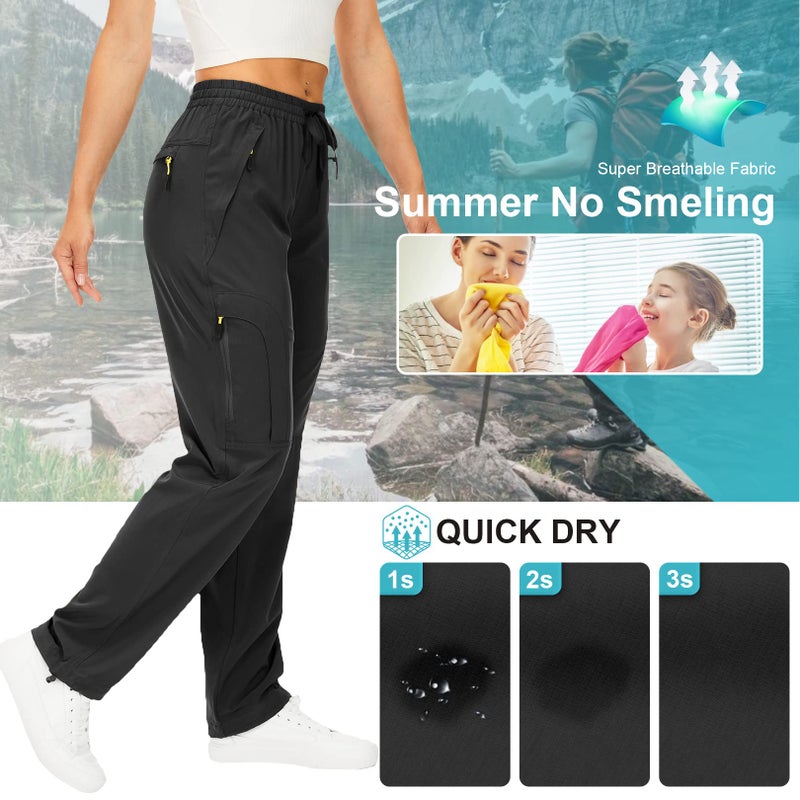 Toomett Women's Hiking Cargo Pants Quick Dry UPF50+ Outdoor Pants for Women Fishing Safari Travel Stretchy Pants with Pockets,6608,Black,L - Image 3