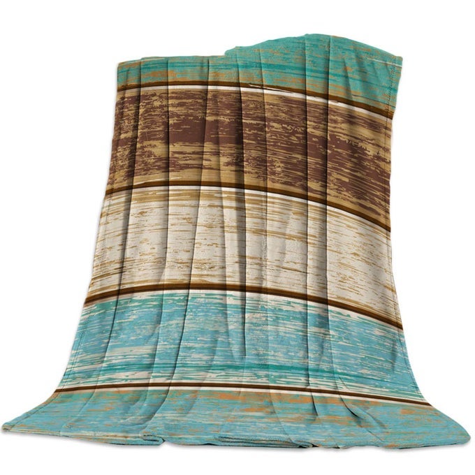 RETRO RUSTIC WOOD TEXTURE SUPER SOFT THROW BLANKETS TEAL GREEN BROWN FLUFFY FUZZY FLANNEL BED BLANKET DECORATIVE FOR HOME SOFA COUCH CHAIR LIVING BEDROOM 50X60 INCH