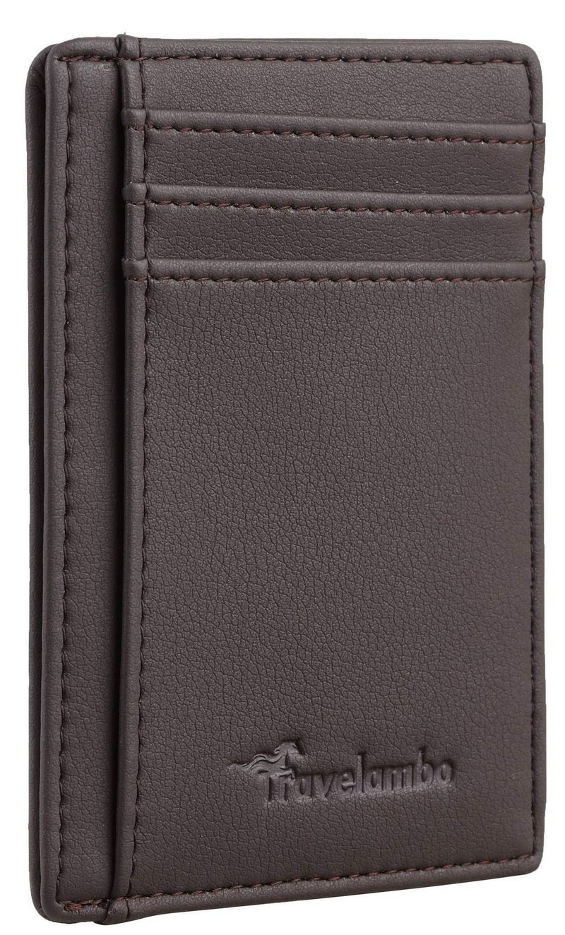 Travelambo Front Pocket Minimalist Leather Slim Wallet RFID Blocking Medium Size(VP Grey Deep) - Image 1