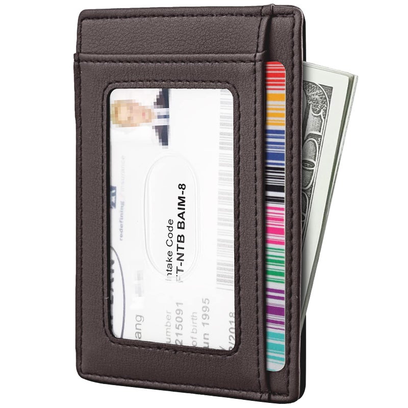 Travelambo Front Pocket Minimalist Leather Slim Wallet RFID Blocking Medium Size(VP Grey Deep) - Image 2