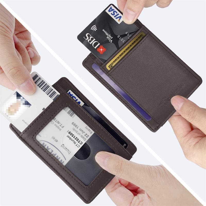 Travelambo Front Pocket Minimalist Leather Slim Wallet RFID Blocking Medium Size(VP Grey Deep) - Image 3