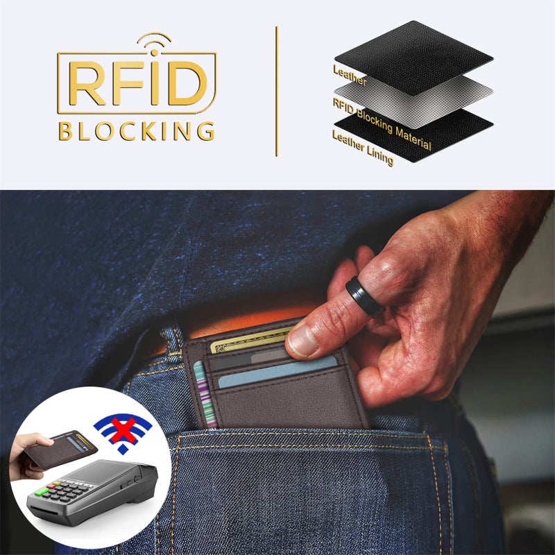 Travelambo Front Pocket Minimalist Leather Slim Wallet RFID Blocking Medium Size(VP Grey Deep) - Image 4