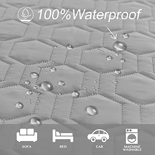 Tcksstex Waterproof and Non-Slip Dog Bed Cover and Pet Blanket Sofa Pet Bed Mat ，car Incontinence Mattress Protectors Furniture Couch Cover for Most Cats Dogs, Pets（40x50-Light Grey） - Image 2