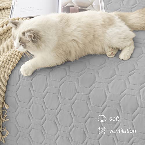 Tcksstex Waterproof and Non-Slip Dog Bed Cover and Pet Blanket Sofa Pet Bed Mat ，car Incontinence Mattress Protectors Furniture Couch Cover for Most Cats Dogs, Pets（40x50-Light Grey） - Image 5
