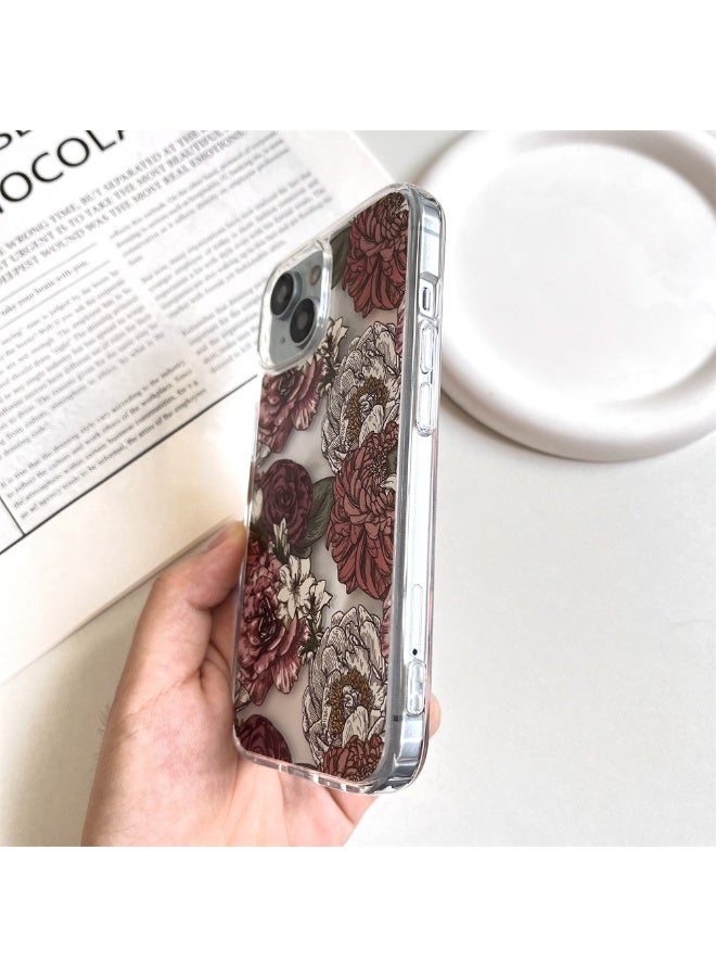 NIBEMINENT Retro Colored Sketch Flowers Protective TPU Case Cover For iPhone 15 Plus Clear - Image 2