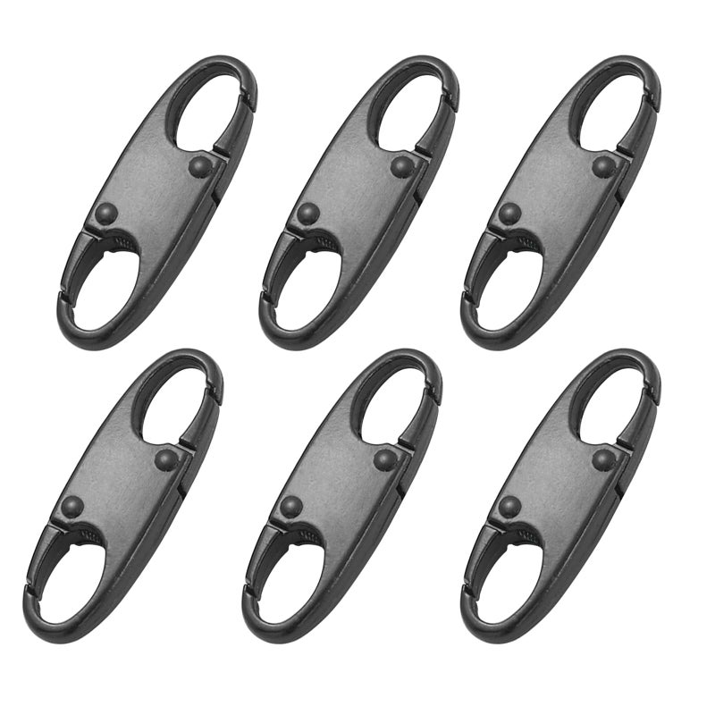 oxt Small Carabiner Clip, Zipper Clip, Small Carabiner| Mini Carabiner, ZipperPull Replacement, Premium Zipper Lock, Upgraded ZipperPull, ZipperClips Anti Theft (6PCS Black) - Image 1