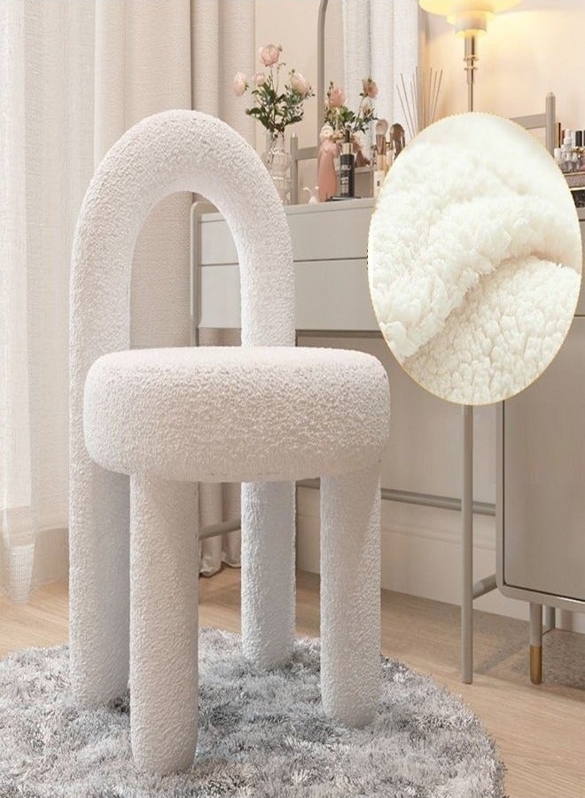 والالا أريكة فردية حديثة مريحة من الفرو الناعم، كراسي مكتب مكياج أنيقة لغرفة النوم وغرفة المعيشة 47 × 44 × 77 سم - Image 2