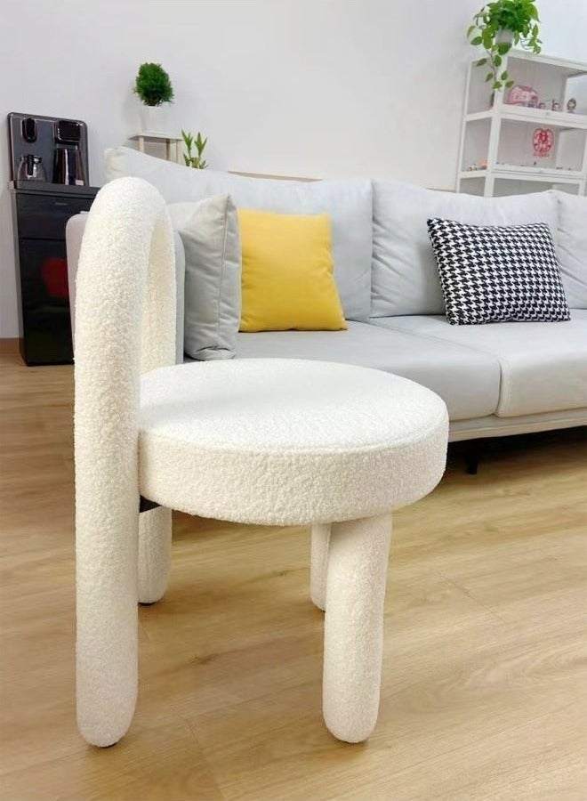 والالا أريكة فردية حديثة مريحة من الفرو الناعم، كراسي مكتب مكياج أنيقة لغرفة النوم وغرفة المعيشة 47 × 44 × 77 سم - Image 5