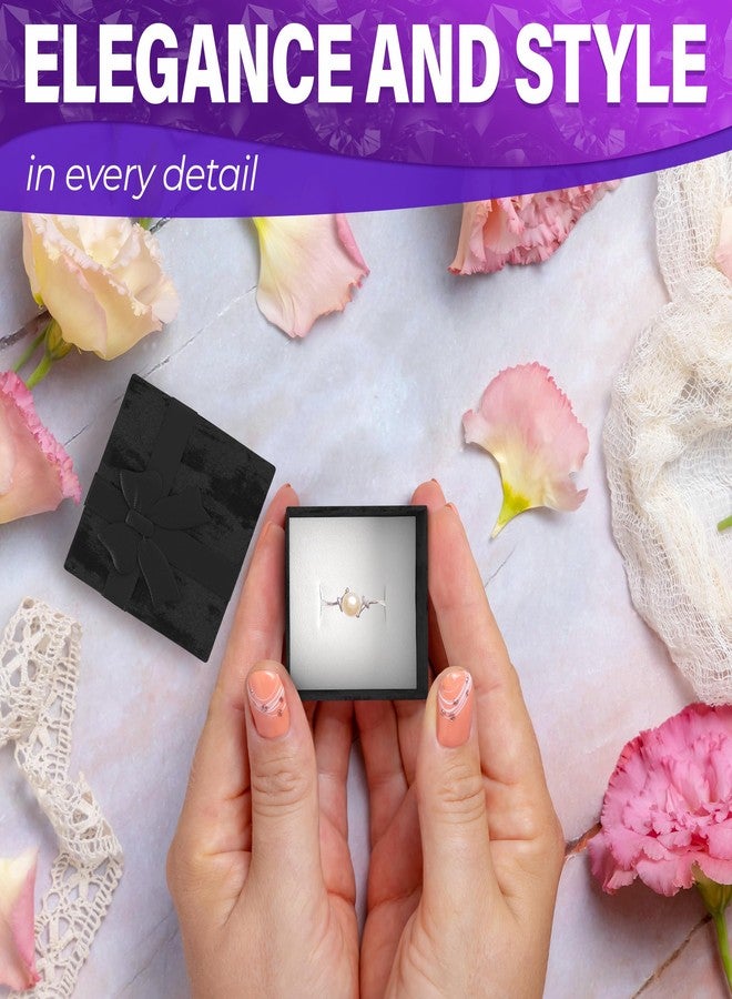 Tesorrio Set of 24 Black Ring Gift Box - Elegant Design Ring Jewelry Box Set, Lightweight Small Earring Box for Gift with Ribbon Knot and Soft Foam Undersize - Cute Cardboard Earring Boxes Bulk with Lid - Image 5
