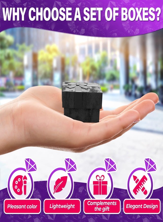 Tesorrio Set of 24 Black Ring Gift Box - Elegant Design Ring Jewelry Box Set, Lightweight Small Earring Box for Gift with Ribbon Knot and Soft Foam Undersize - Cute Cardboard Earring Boxes Bulk with Lid - Image 4