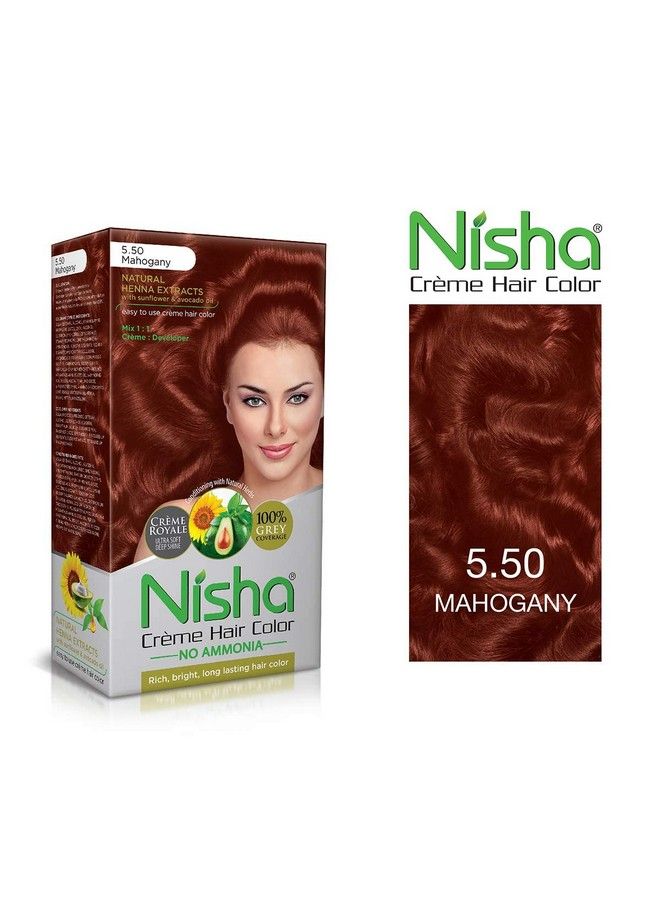 Nisha كريم تلوين الشعر 5.5 ماهوجني 60 مل + 60 جم (عبوة من 3 قطع) … - Image 4