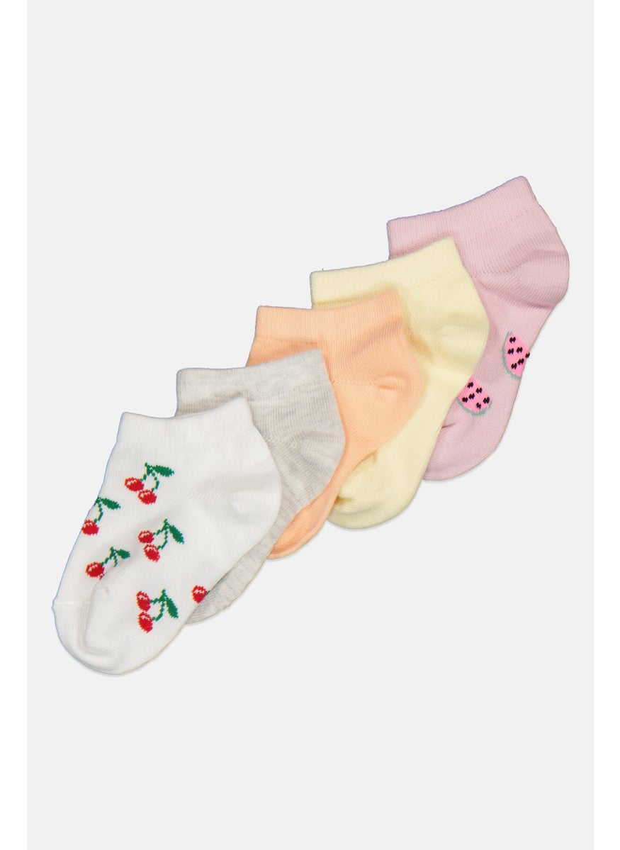 XOXO - Kids Girl 5 Pairs Non Terry Ankle Socks, Multicolor - Image 1