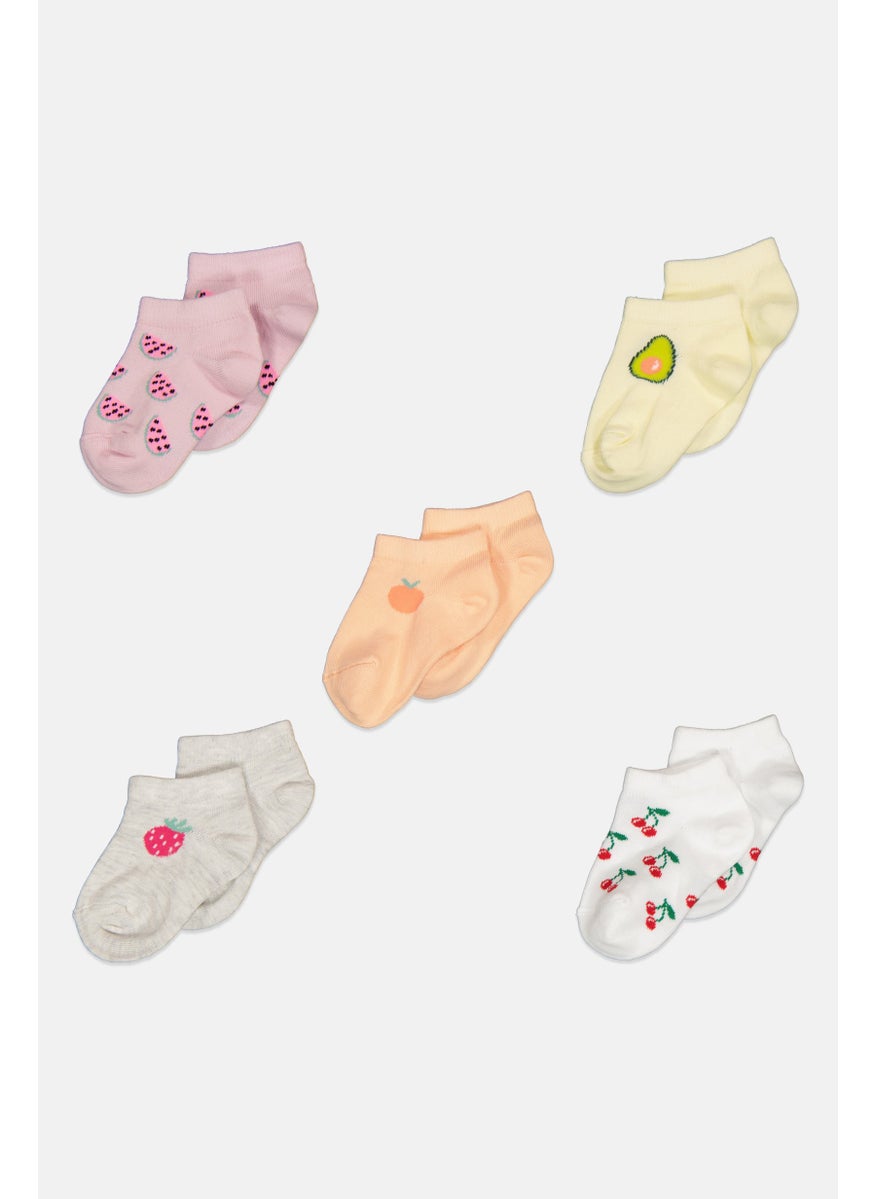XOXO - Kids Girl 5 Pairs Non Terry Ankle Socks, Multicolor - Image 1