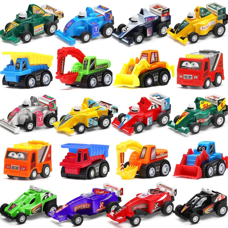 Funcorn Toys Pull Back Car 20 Pcs Assorted Mini Truck Toy and Race Car Toy Kit Set Play Construction Vehicle Playset for Boy Kid Child Party Favors Birthday Game Supplies Pinata Stuffers Easter Egg Hunt Fillers - Image 3