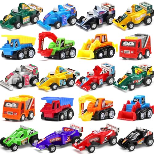 Funcorn Toys Pull Back Car 20 Pcs Assorted Mini Truck Toy and Race Car Toy Kit Set Play Construction Vehicle Playset for Boy Kid Child Party Favors Birthday Game Supplies Pinata Stuffers Easter Egg Hunt Fillers - Image 1