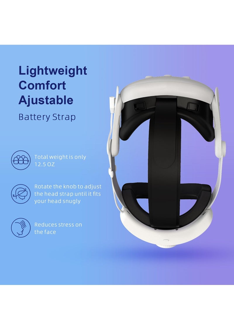 RGB Head Strap, Comfort Head Strap 8000mAh Compatible with Meta Quest 3 Accessories, Battery Pack Elite Strap Replacement for Enhanced Support and Extend Playtime in VR - Image 3