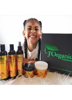 J'Organic Solutions Kids Curl Care Kit - Leave-In Conditioner, Hair Moisturizer, Scalp Stimulator, Shampoo & Conditioner For Kinky, Coily, Wavy Hair Types 