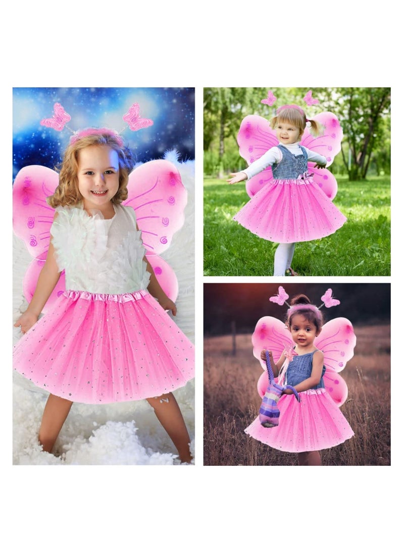 Captaintech Wonderful Fairy Costume Set for Girls with erfly Wings Headband and Tutu Dress Ideal for Birthday Parties and Holidays 4 Pack  - Image 4