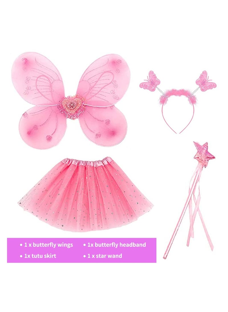 Captaintech Wonderful Fairy Costume Set for Girls with erfly Wings Headband and Tutu Dress Ideal for Birthday Parties and Holidays 4 Pack  - Image 3