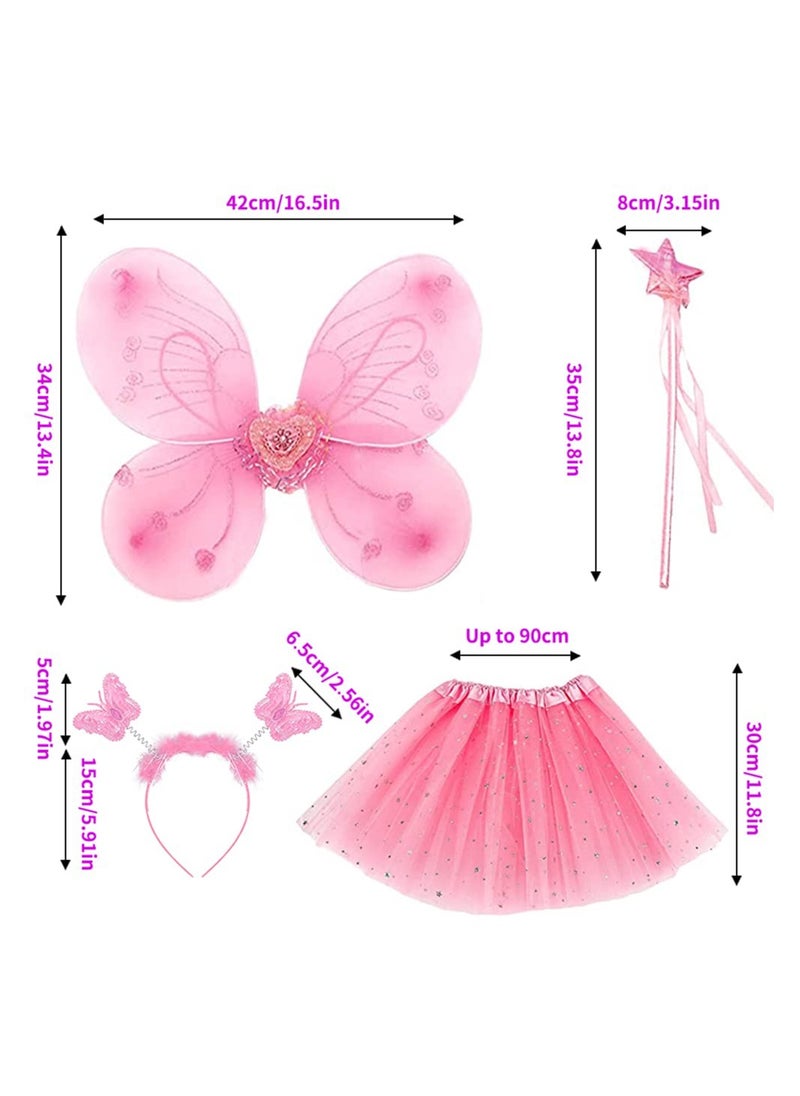Captaintech Wonderful Fairy Costume Set for Girls with erfly Wings Headband and Tutu Dress Ideal for Birthday Parties and Holidays 4 Pack  - Image 2