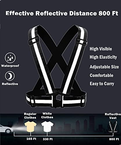 YUNLOVXEE Reflective Strap Safety Vest Gear - 2-10 Pack Adjustable High Visible Reflective Running Gear for Women Men Night (Black+Red) - Image 2
