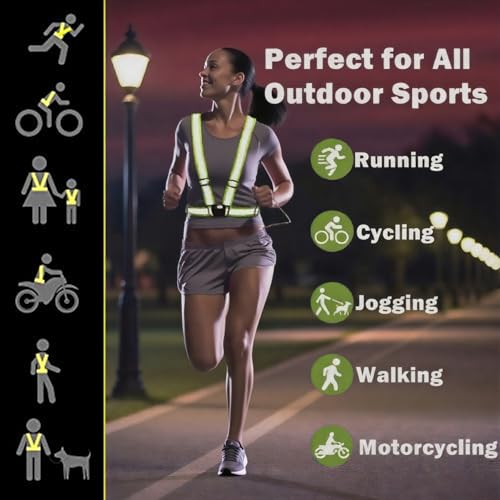 YUNLOVXEE Reflective Strap Safety Vest Gear - 2-10 Pack Adjustable High Visible Reflective Running Gear for Women Men Night (Black+Red) - Image 3