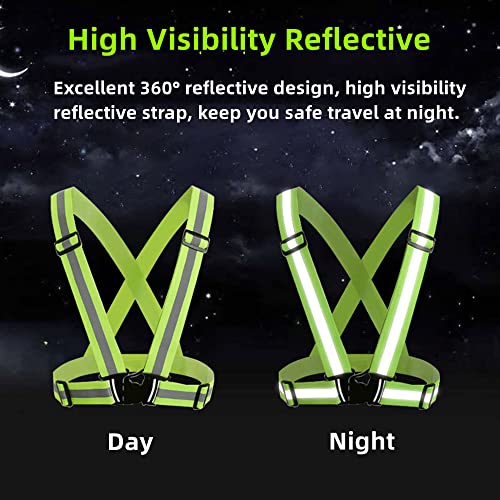 YUNLOVXEE Reflective Strap Safety Vest Gear - 2-10 Pack Adjustable High Visible Reflective Running Gear for Women Men Night (Black+Red) - Image 4