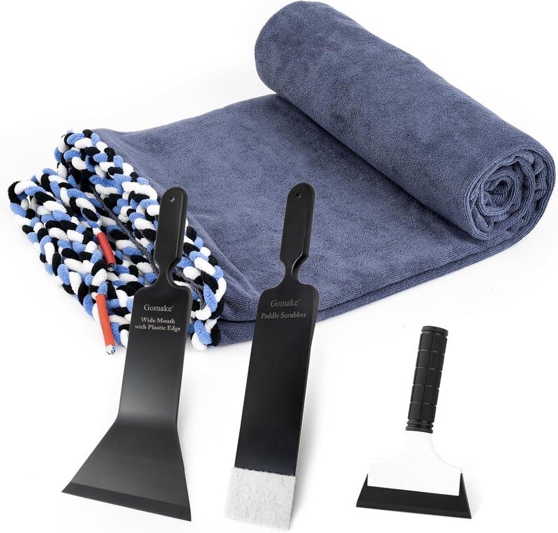 Gomake Window Tint Dash Cover Towel Absorbent Car Dashboard Protection Microfiber Towel Strand Soak Rope Car Windshield Back Window Tinting Tools with Bulldozer Squeegee Scrubber Paddle Squeegee - Image 1