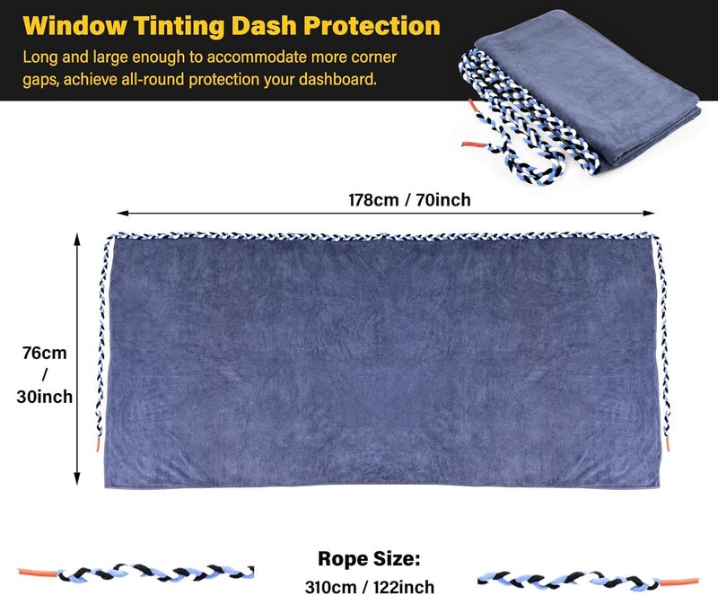 Gomake Window Tint Dash Cover Towel Absorbent Car Dashboard Protection Microfiber Towel Strand Soak Rope Car Windshield Back Window Tinting Tools with Bulldozer Squeegee Scrubber Paddle Squeegee - Image 2