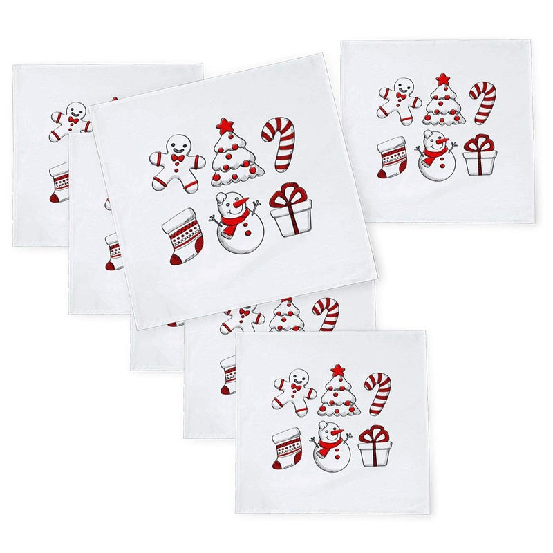 Khakee مناديل طاولة حرير تافتا بموضوع عيد الميلاد 6 قطع 10x10 لتزيين عيد الميلاد زينة عيد الميلاد هدية عيد الميلاد npxmas183P - Image 1